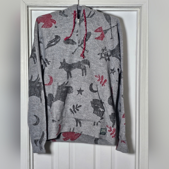 POLO COUNTRY RALPH LAUREN Sweatshirt Size Small Gray 1/4 Zip Hoodie Fleece